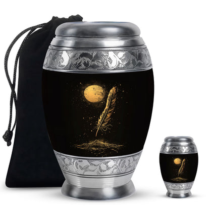 Black Personalized Galaxy Cremation Urn for Human Ashes - 10-inch, 200 cu in - Yatskia