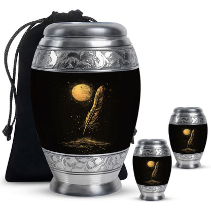 Black Personalized Galaxy Cremation Urn for Human Ashes - 10-inch, 200 cu in - Yatskia