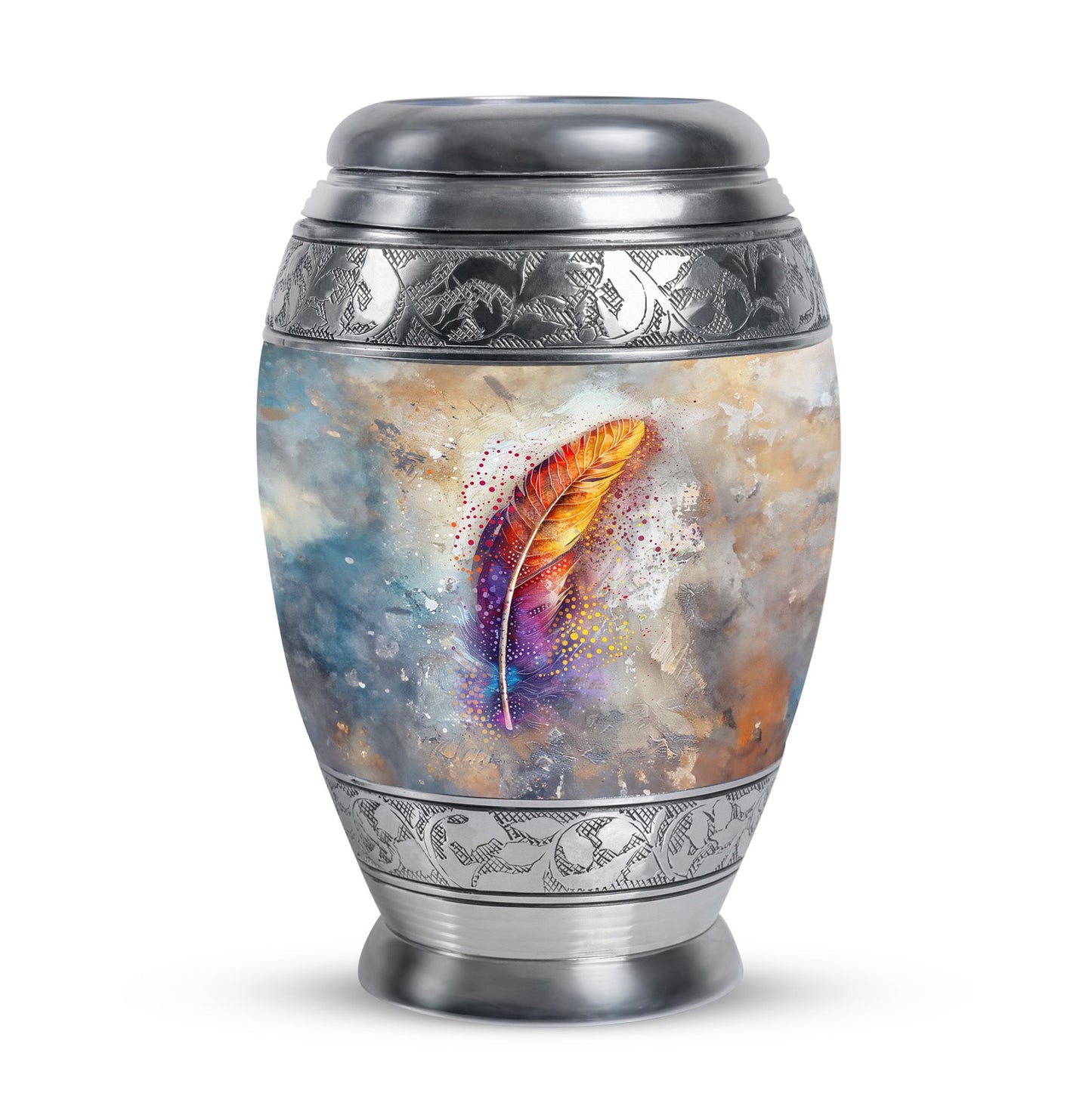 Personalized Feather Memorial Urn for Human Ashes - 10-inch, 200 cu in - Yatskia