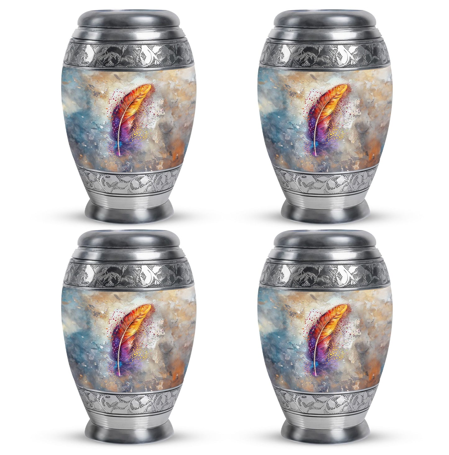Personalized Feather Memorial Urn for Human Ashes - 10-inch, 200 cu in - Yatskia
