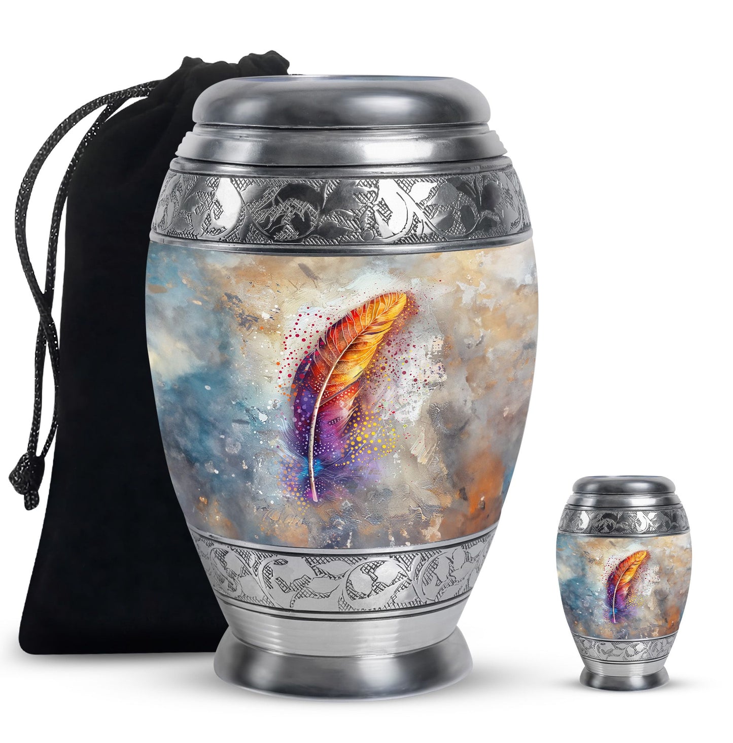 Personalized Feather Memorial Urn for Human Ashes - 10-inch, 200 cu in - Yatskia