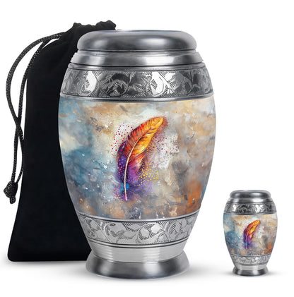 Personalized Feather Memorial Urn for Human Ashes - 10-inch, 200 cu in - Yatskia