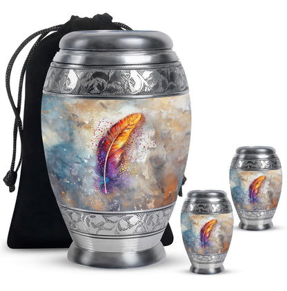 Personalized Feather Memorial Urn for Human Ashes - 10-inch, 200 cu in - Yatskia