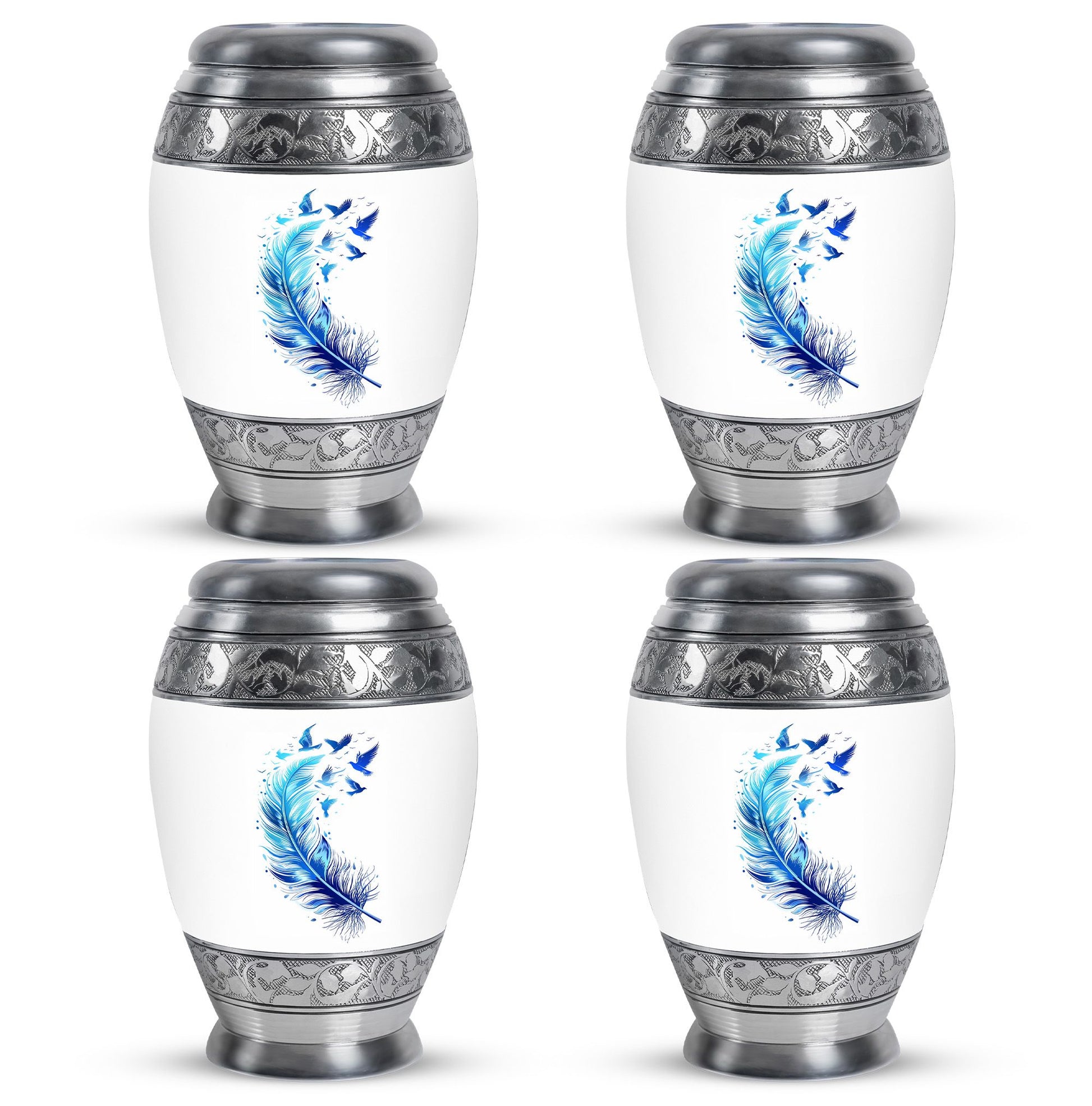 Feather Blue Flying Bird Cremation Urns - Memorial Urn For Women Ashes