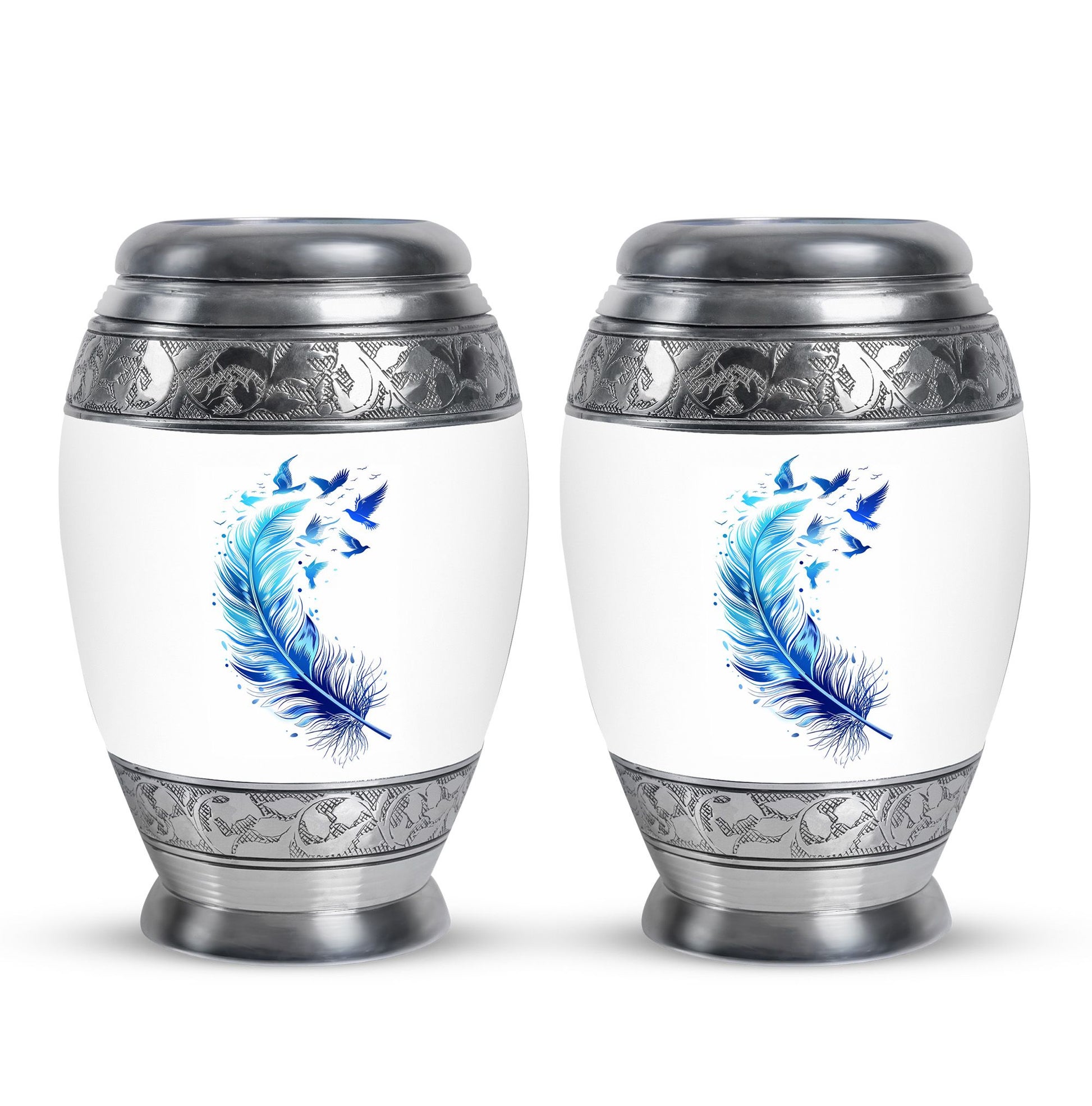 Feather Blue Flying Bird Cremation Urns - Memorial Urn For Women Ashes