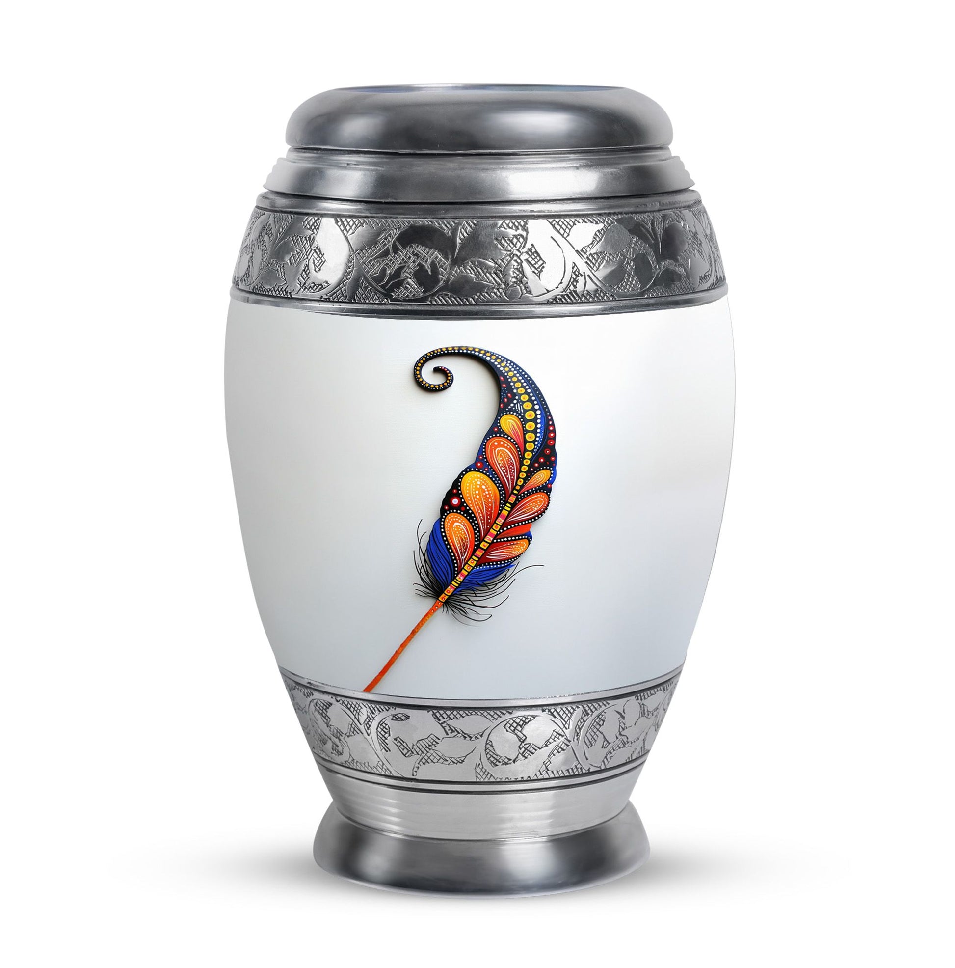 White Feather Urn For Human Ashes - Urn For Female