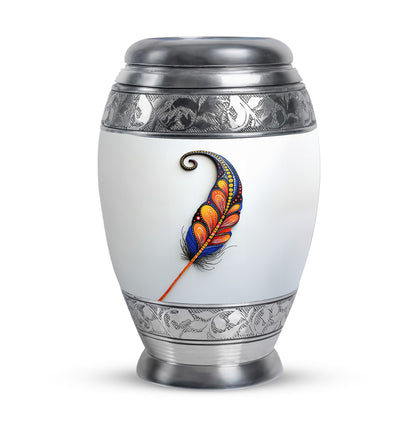 White Personalized White Cremation Urn for Human Ashes - 10-inch, 200 cu in - Yatskia