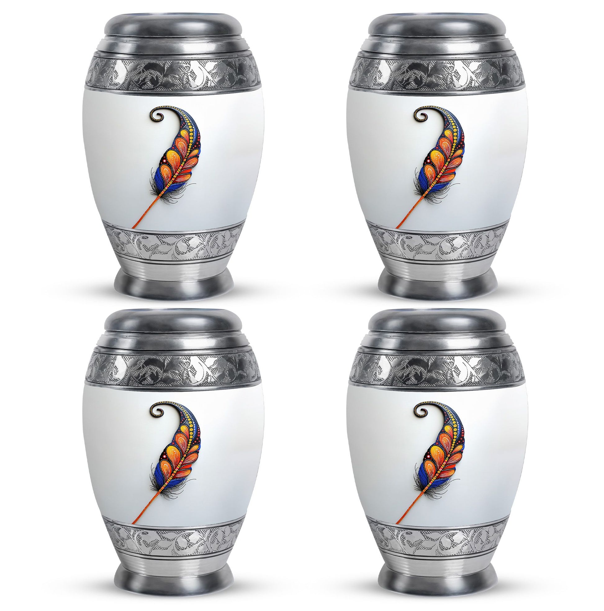 White Feather Urn For Human Ashes - Urn For Female