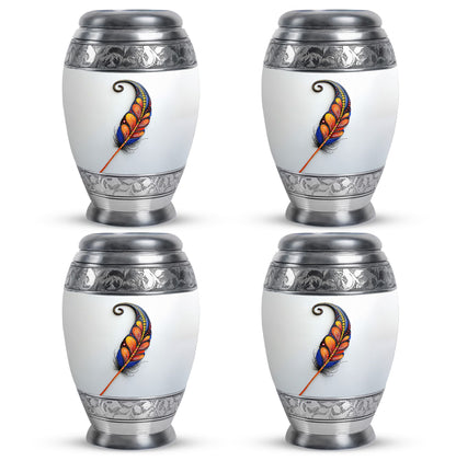 White Personalized White Cremation Urn for Human Ashes - 10-inch, 200 cu in - Yatskia