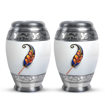 White Personalized White Cremation Urn for Human Ashes - 10-inch, 200 cu in - Yatskia