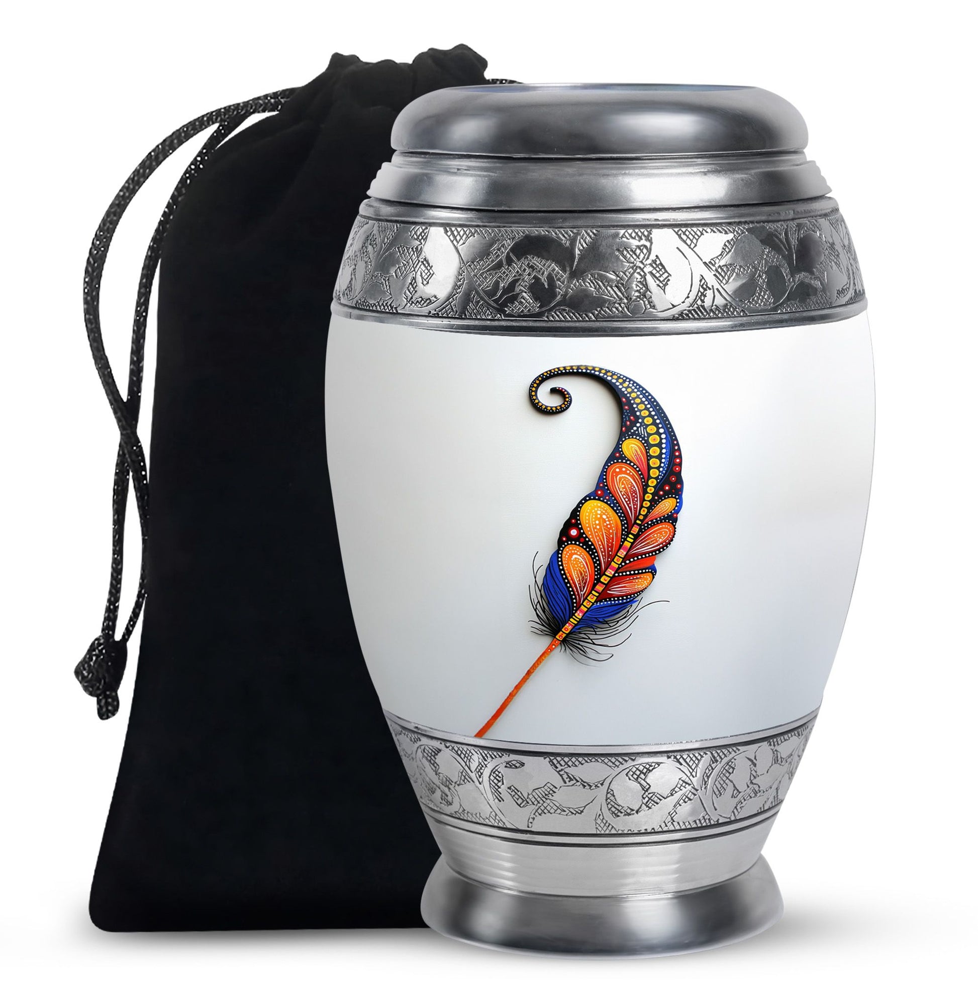 White Feather Urn For Human Ashes - Urn For Female