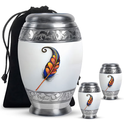 White Personalized White Cremation Urn for Human Ashes - 10-inch, 200 cu in - Yatskia
