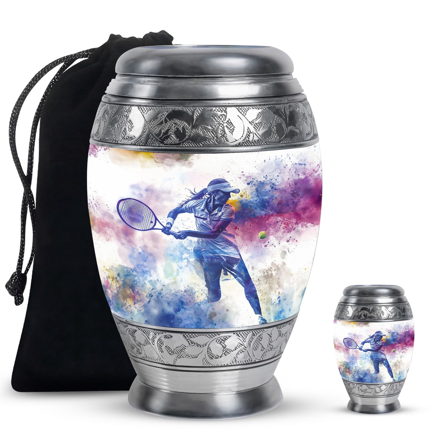 Personalized Tennis Cremation Urn for Human Ashes - 10-inch, 200 cu in - Yatskia