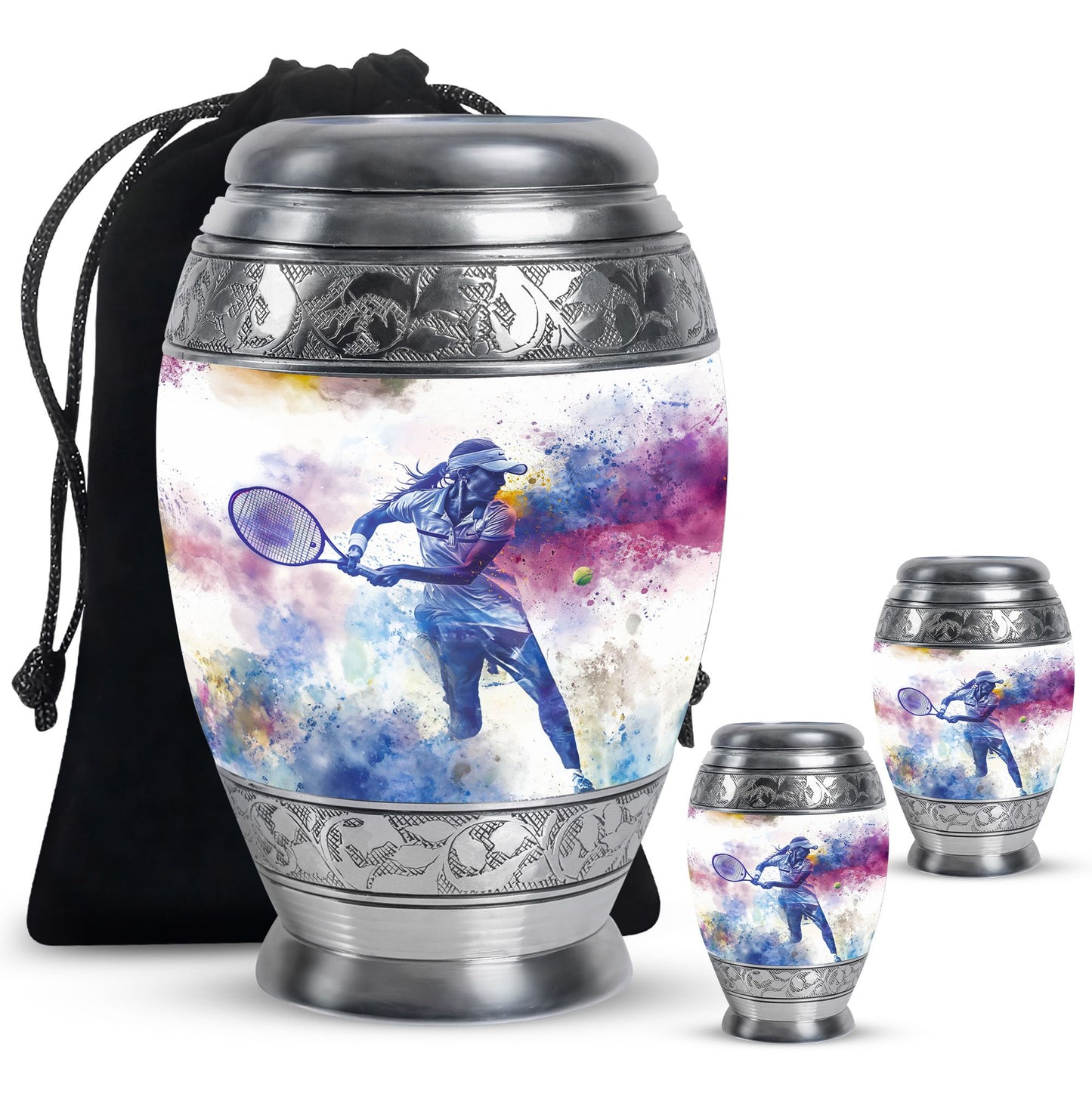 Personalized Tennis Cremation Urn for Human Ashes - 10-inch, 200 cu in - Yatskia