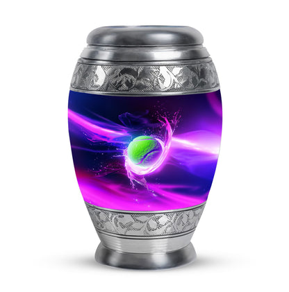 Green Personalized Tennis Cremation Urn for Human Ashes - 10-inch, 200 cu in - Yatskia