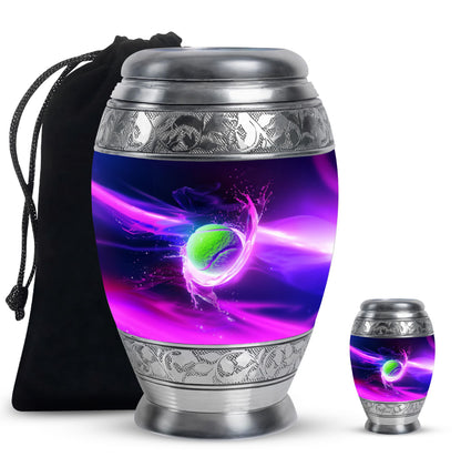 Green Personalized Tennis Cremation Urn for Human Ashes - 10-inch, 200 cu in - Yatskia