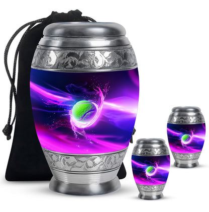 Green Personalized Tennis Cremation Urn for Human Ashes - 10-inch, 200 cu in - Yatskia