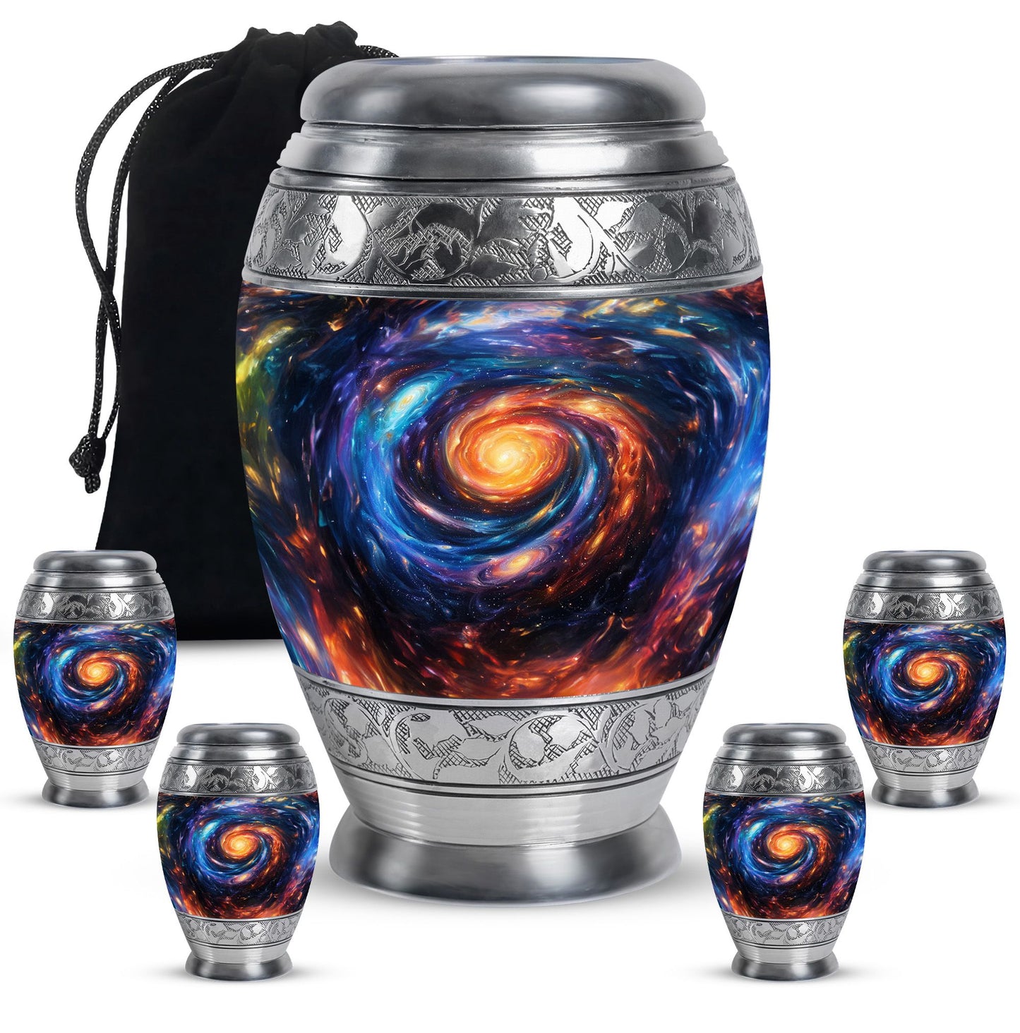 Galaxy Theme Large Urn With 4 Keepsake Urn