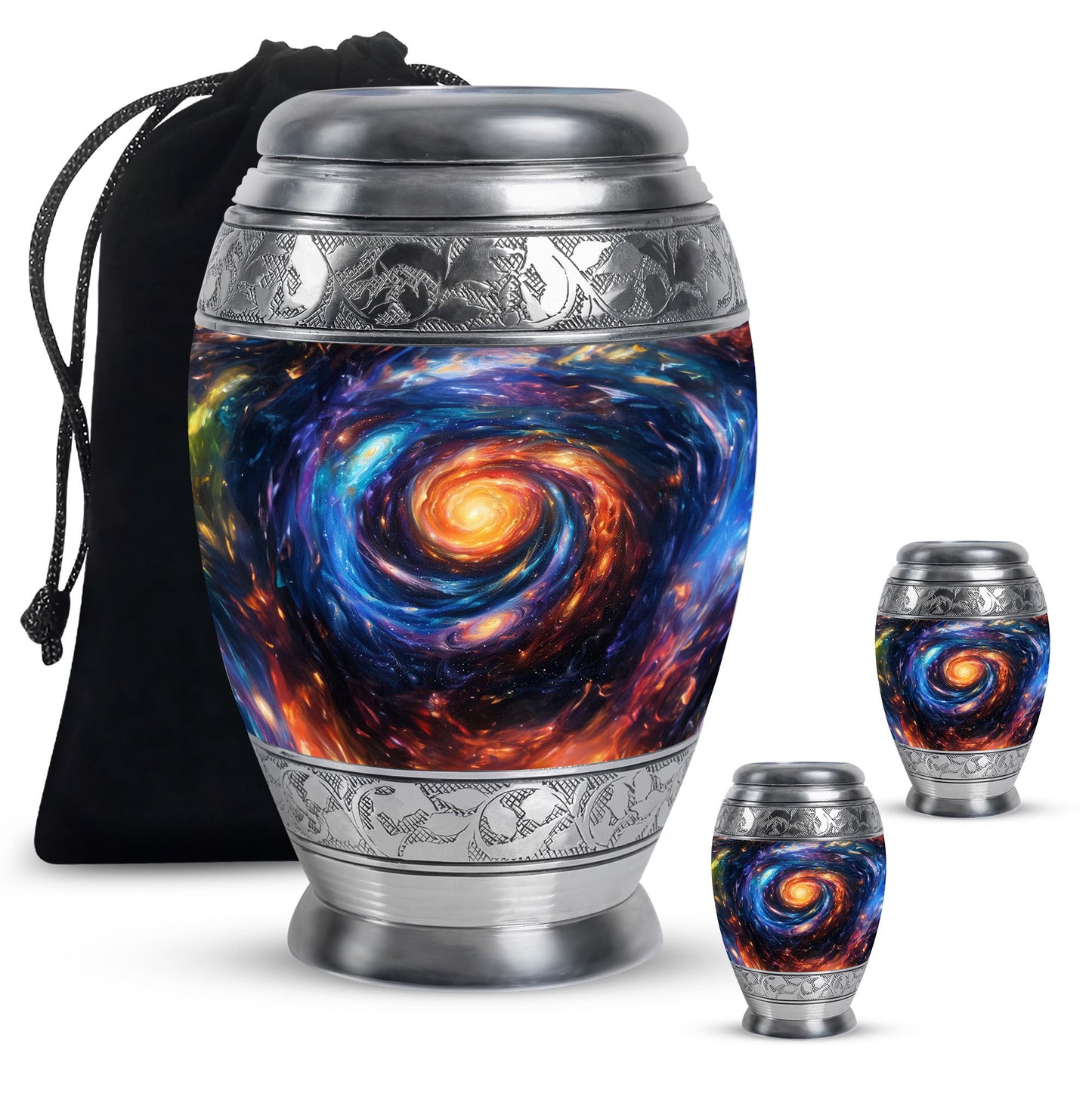 Galaxy Theme Large Urn With 2 Keepsake Urn