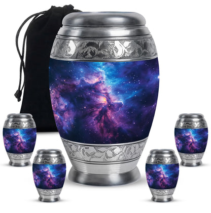 Galaxy Theme Large Urn With 4 Keepsake Urn