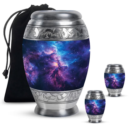 Galaxy Theme Large Urn With 2 Keepsake Urn