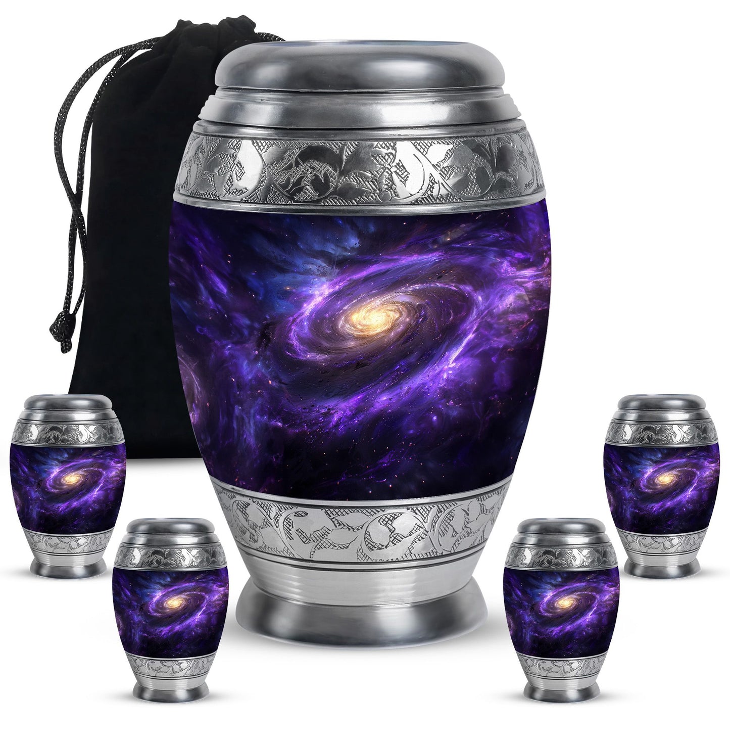 Galaxy Theme Large Urn With 4 Keepsake Urn