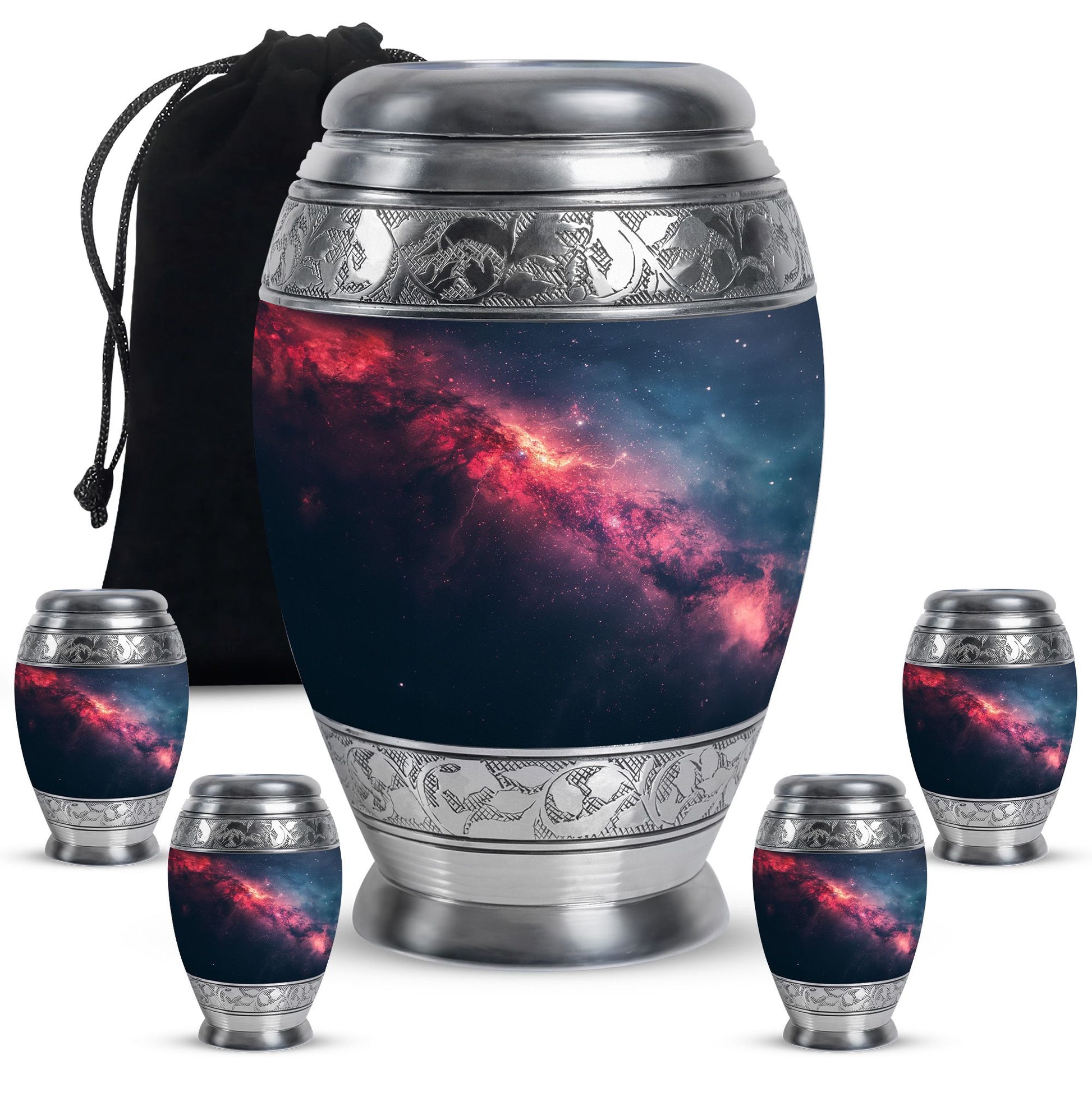 Galaxy Theme Large Urn With 4 Keepsake Urn