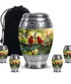 Cardinal Bird Theme Large Urn With 4 Keepsake Urn