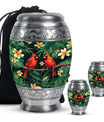 Cardinal Bird Theme Large Urn With 2 Keepsake Urn