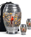 Cardinal Bird Theme Large Urn With 2 Keepsake Urn
