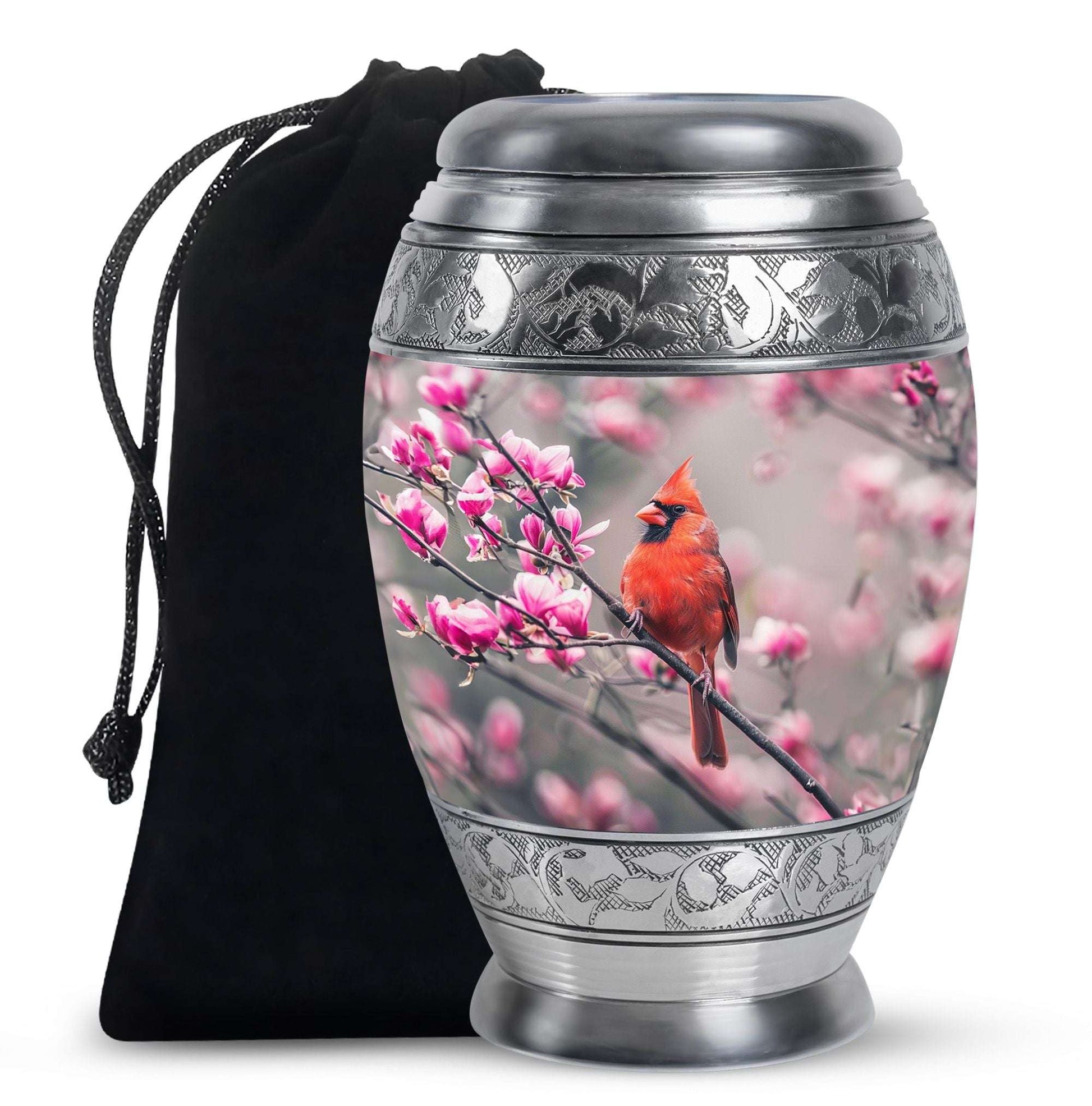 Cardinal Bird Theme Large Urn 10 Inch