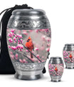 Cardinal Bird Theme Large Urn With 2 Keepsake Urn
