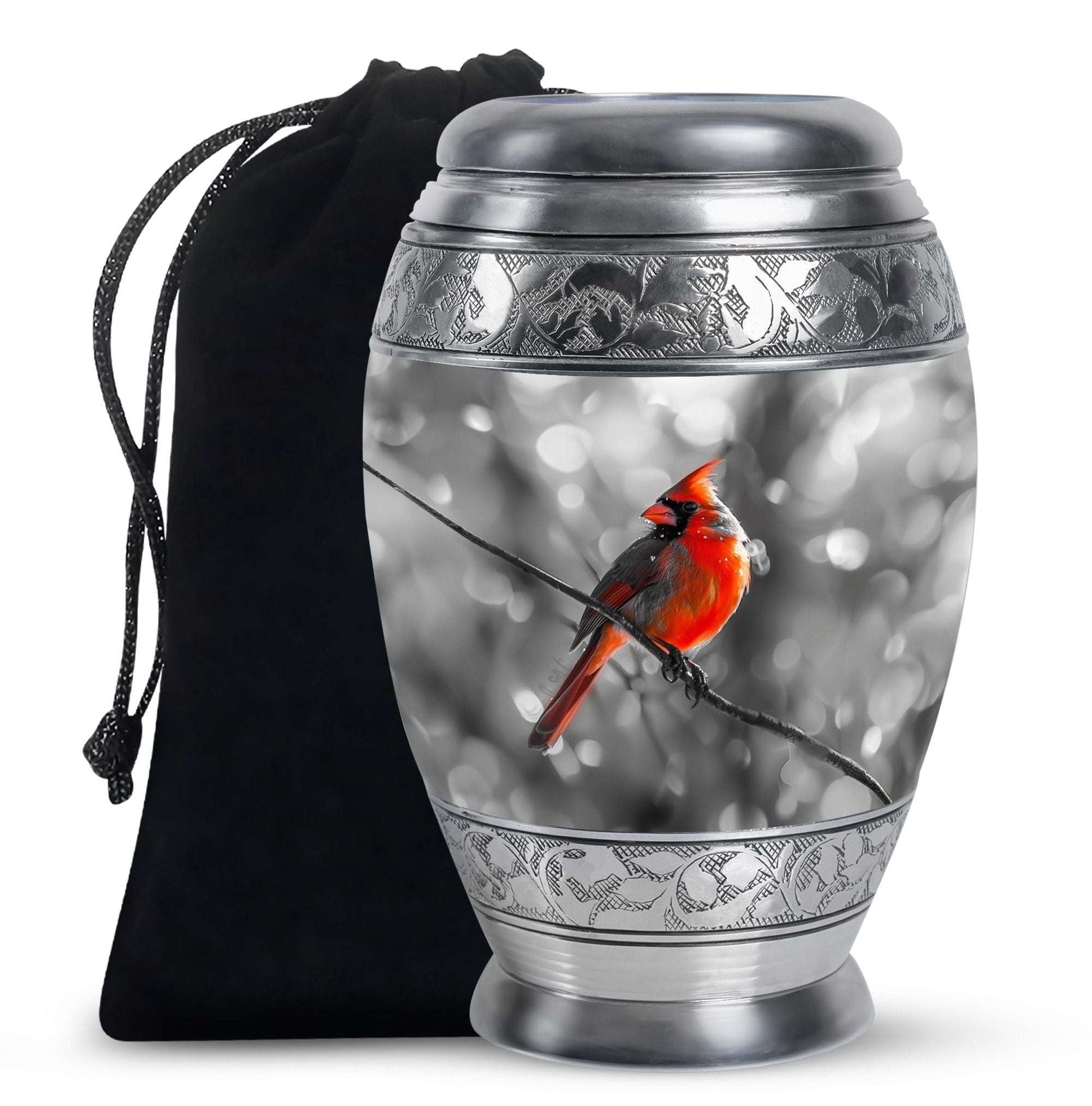 Cardinal Bird Theme Large Urn 10 Inch