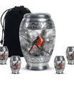 Cardinal Bird Theme Large Urn With 4 Keepsake Urn
