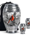 Cardinal Bird Theme Large Urn With 2 Keepsake Urn