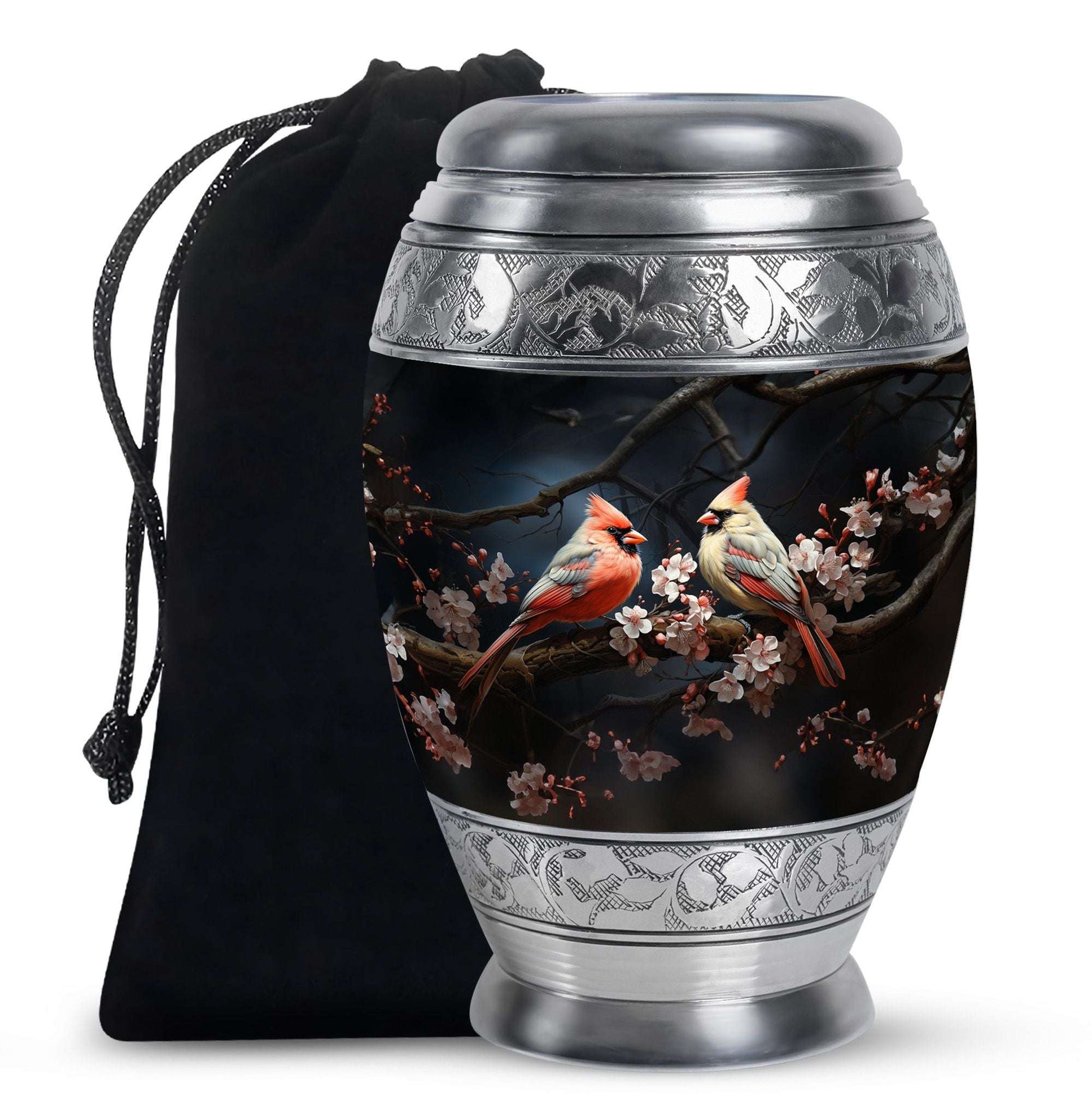 Cardinal Bird Theme Large Urn 10 Inch