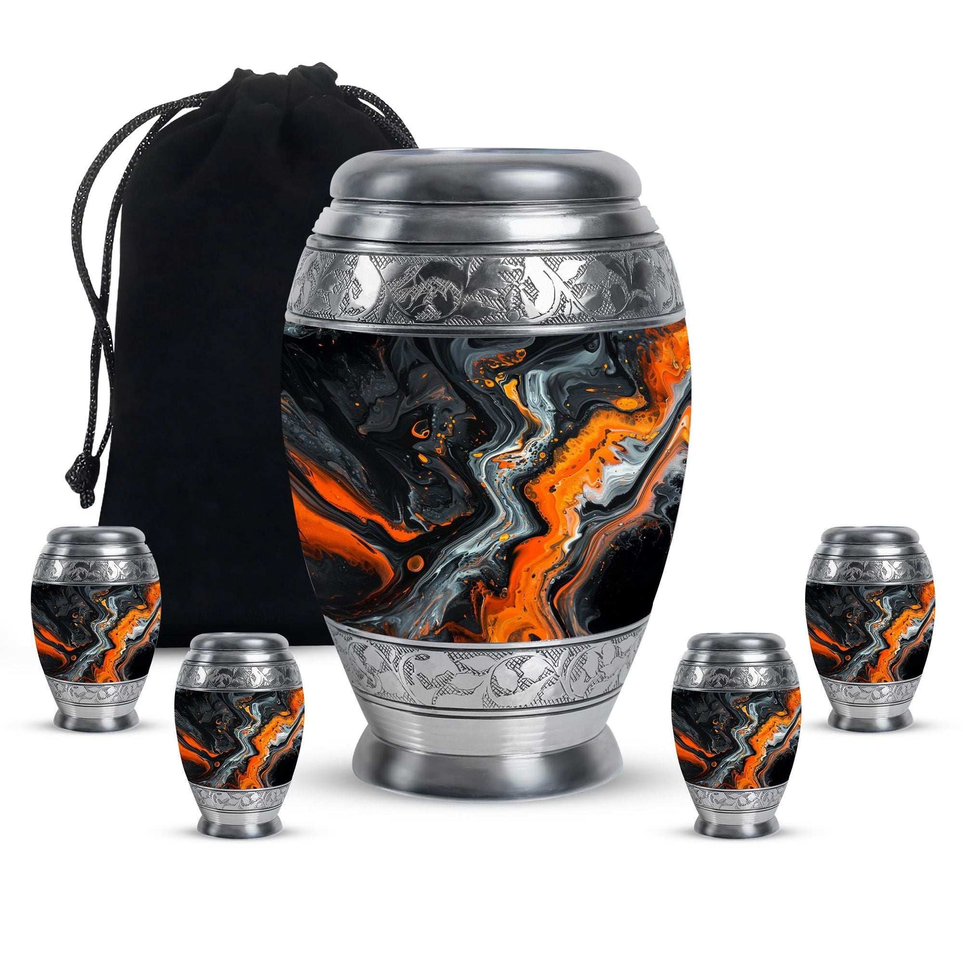 Abstract Theme Large Urn With 4 Keepsake Urn