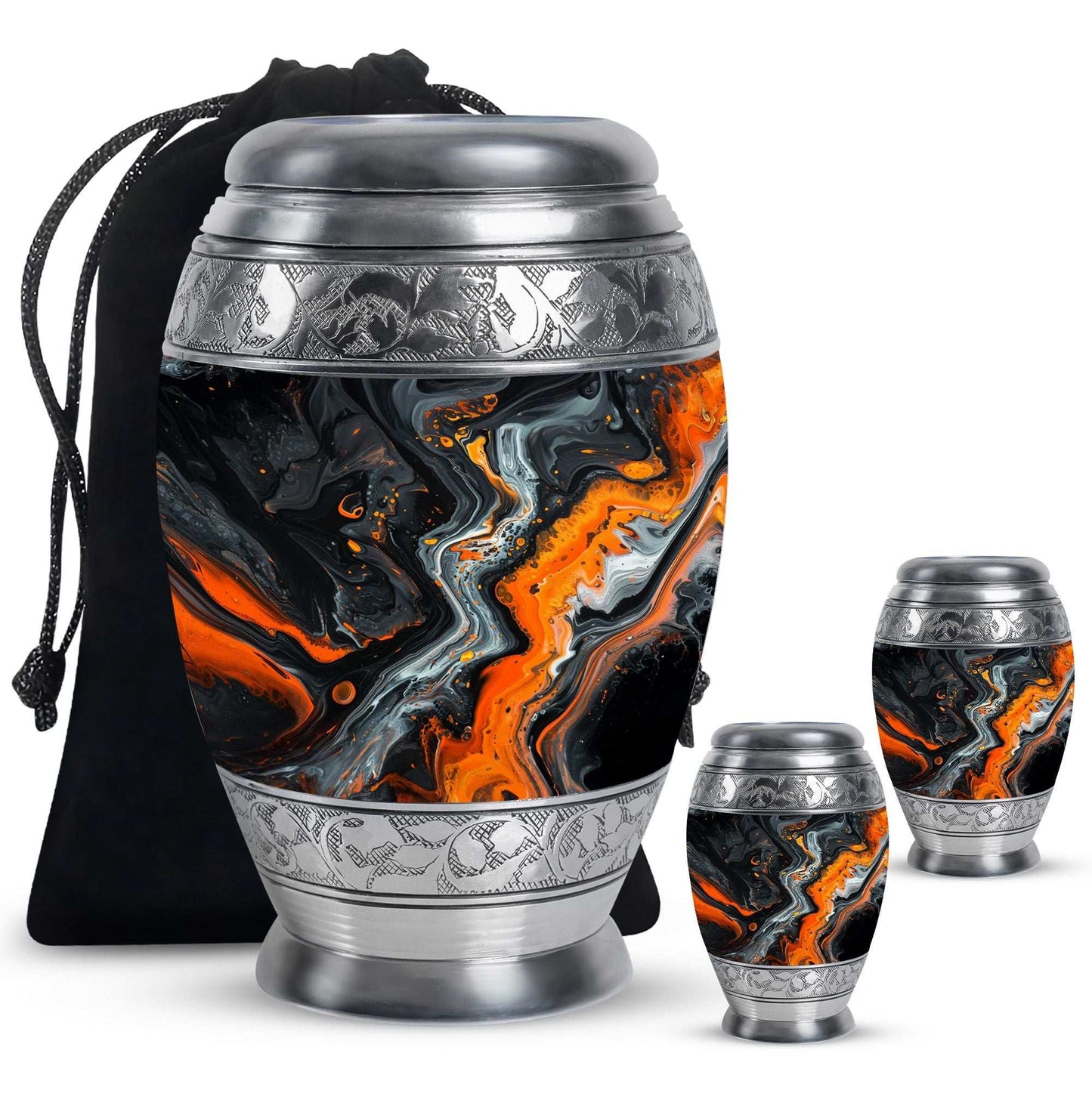 Abstract Theme Large Urn With 2 Keepsake Urn