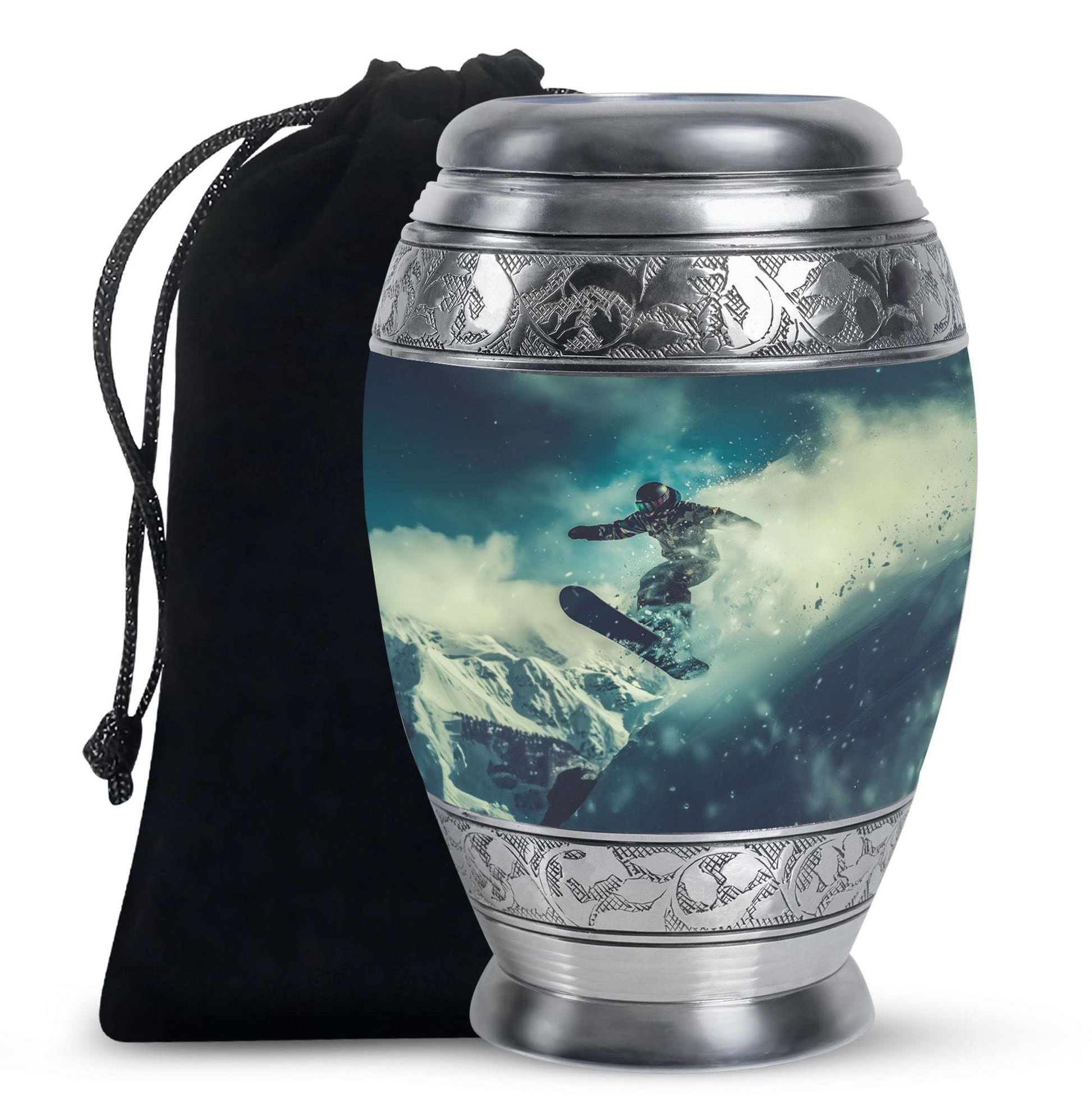 Snowboarding Theme Large Urn 10 Inch