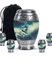 Snowboarding Theme Large Urn With 4 Keepsake Urn