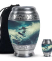 Snowboarding Theme Large Urn With 1 Keepsake Urn