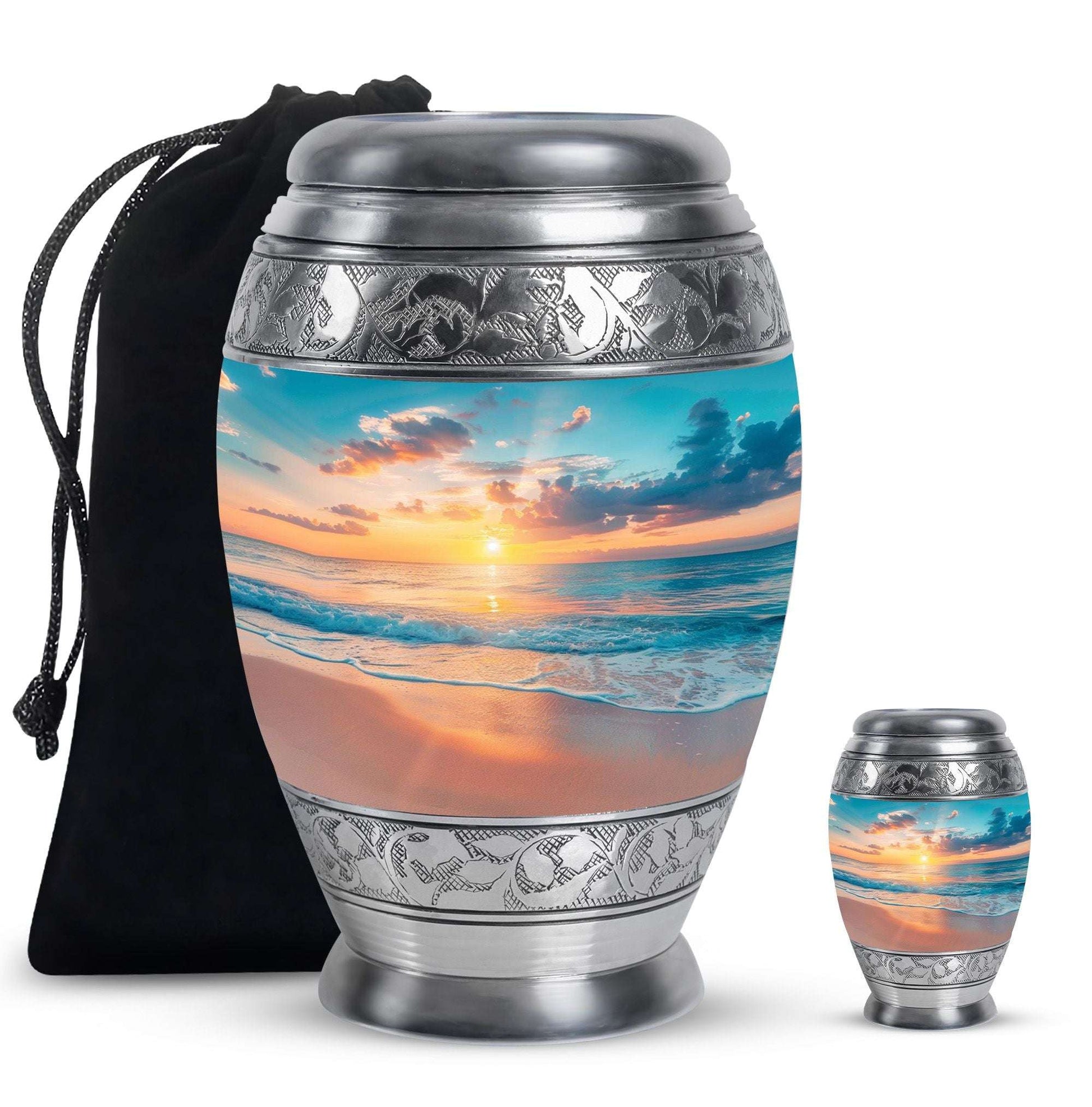 Sunset Beach Theme Large Urn With 1 Keepsake Urn