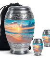 Sunset Beach Theme Large Urn With 2 Keepsake Urn