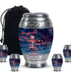 Night Beach Theme Large Urn With 4 Keepsake Urn