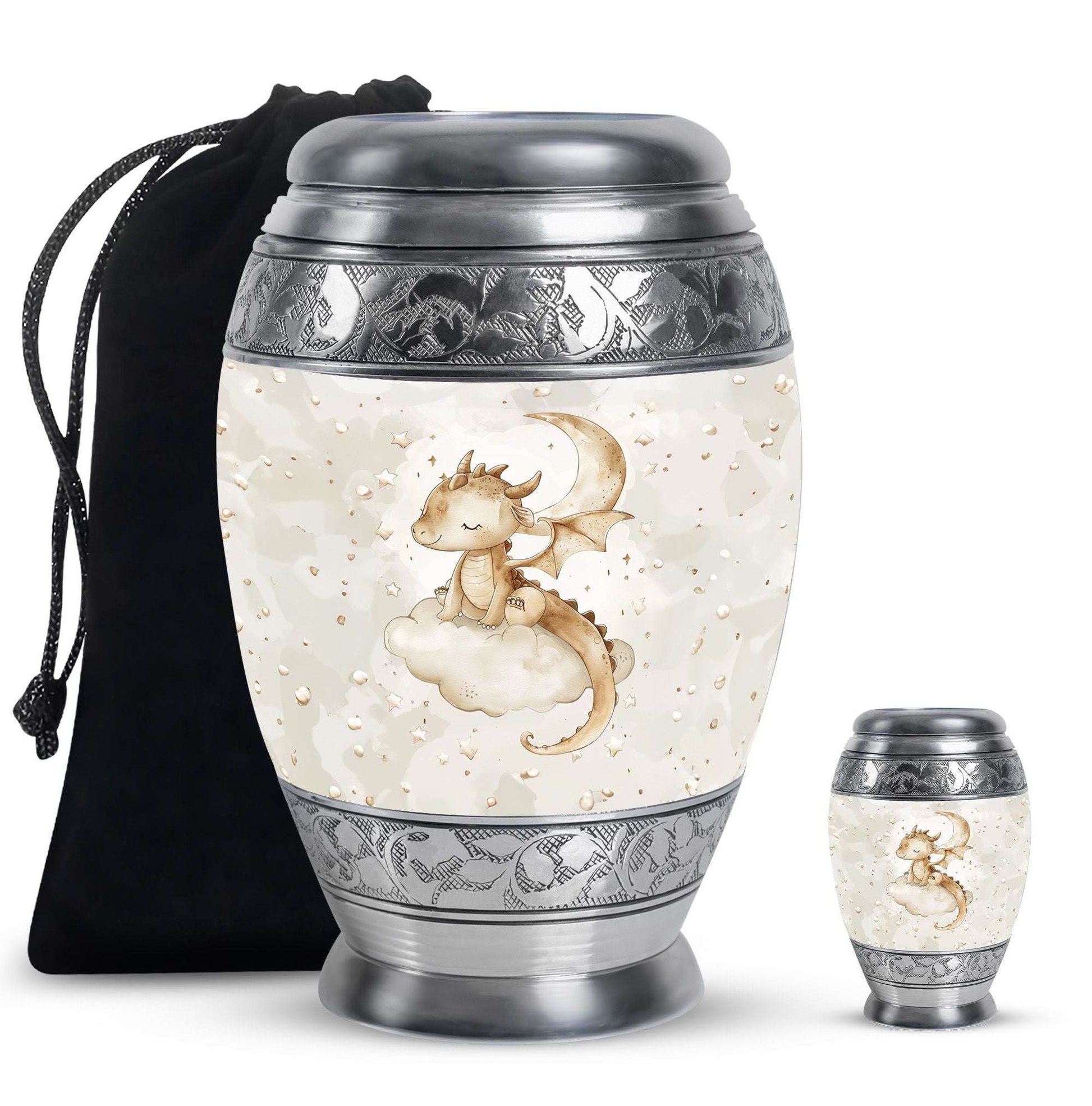 Dragons Theme Large Urn With 1 Keepsake Urn