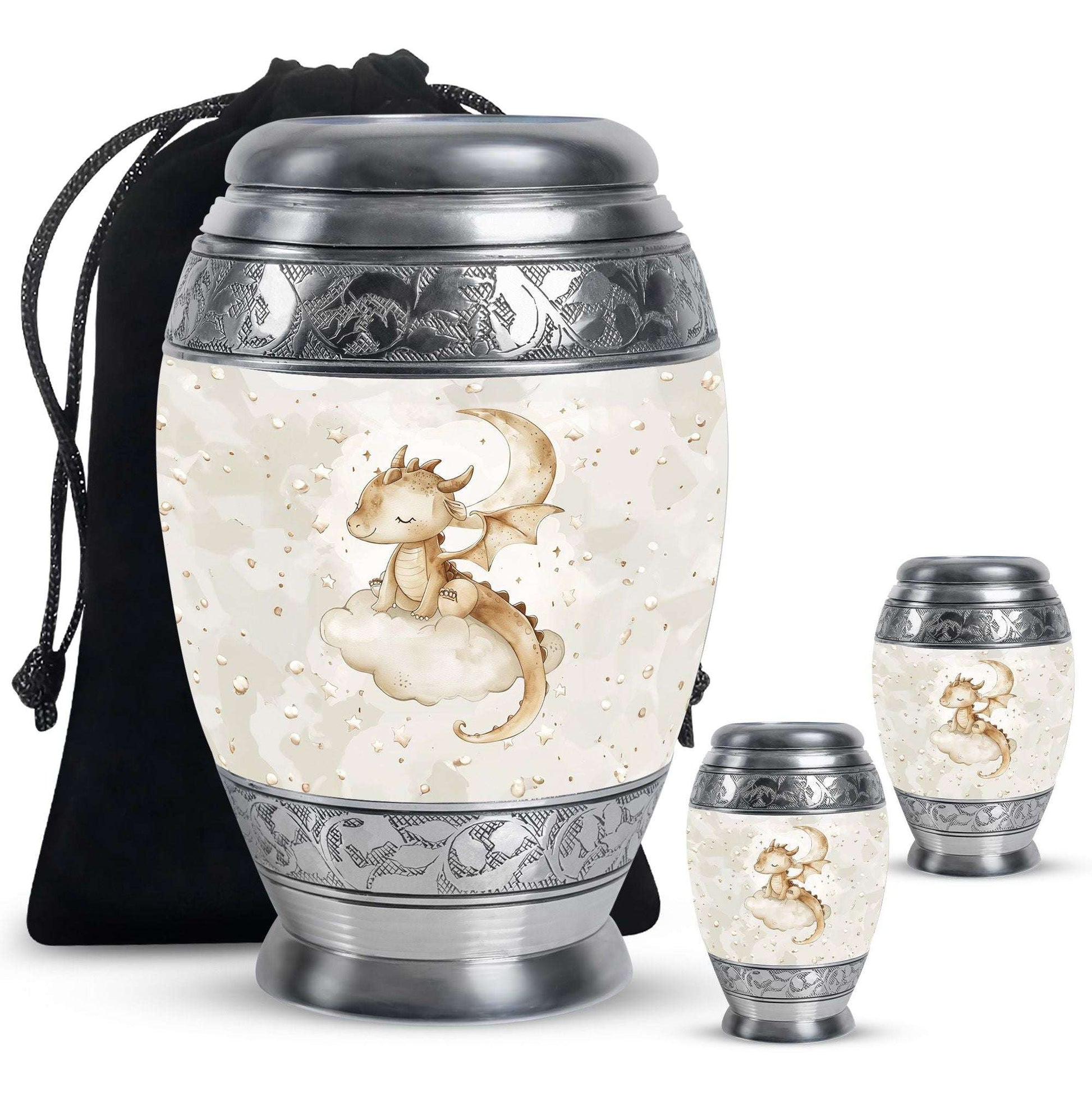 Dragons Theme Large Urn With 2 Keepsake Urn
