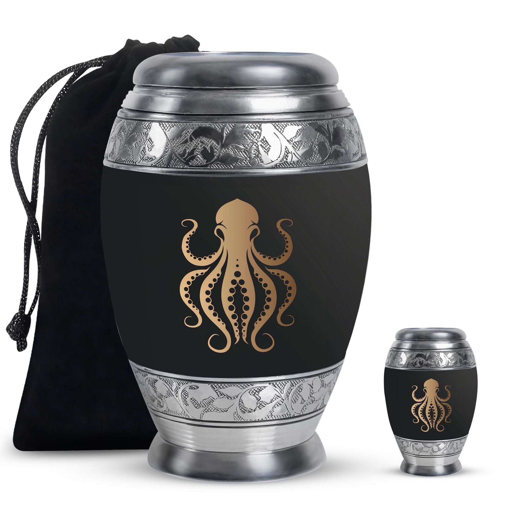 Octopus Theme Large Urn With 1 Keepsake Urn