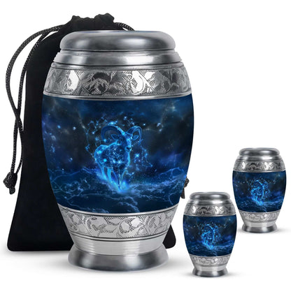 Goat Theme Large Urn With 2 Keepsake Urn