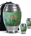 Flowers Theme Large Urn With 2 Keepsake Urn