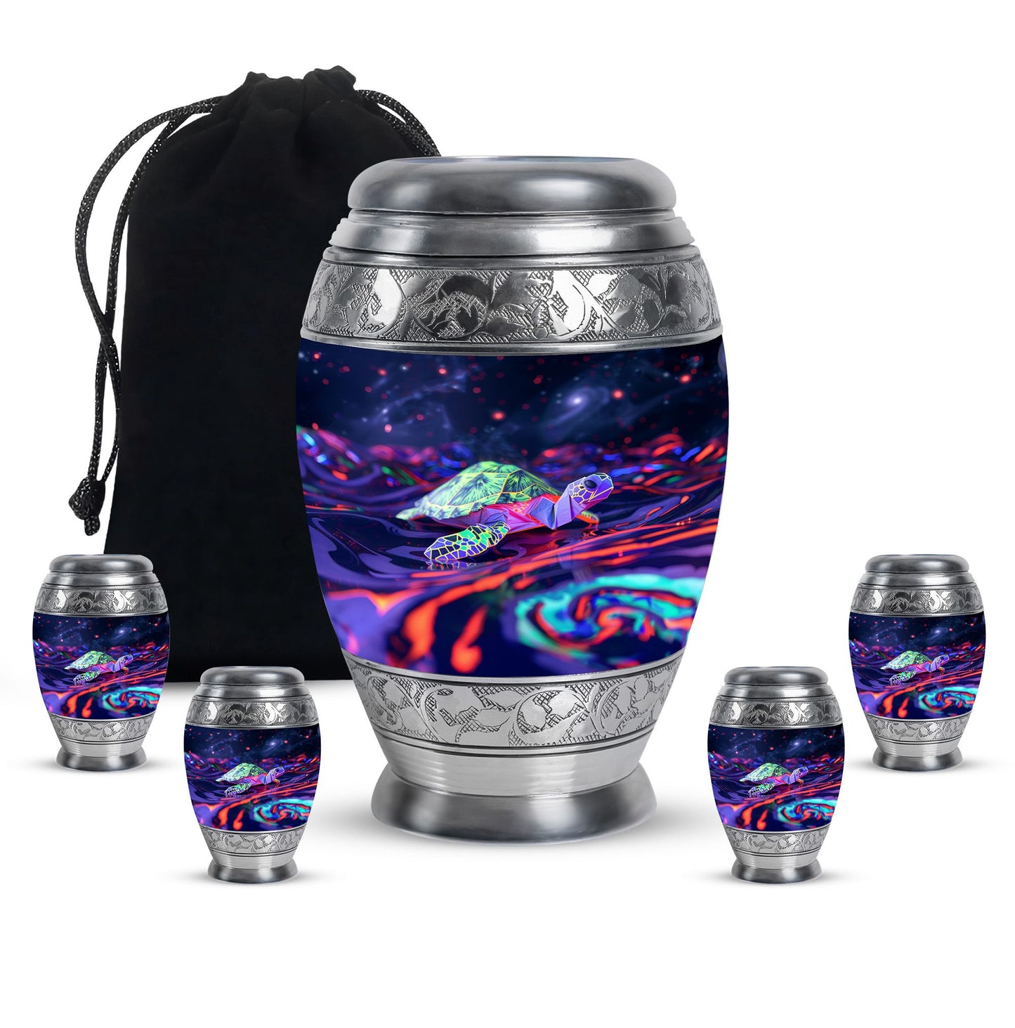 Turtle Theme Large Urn With 4 Keepsake Urn